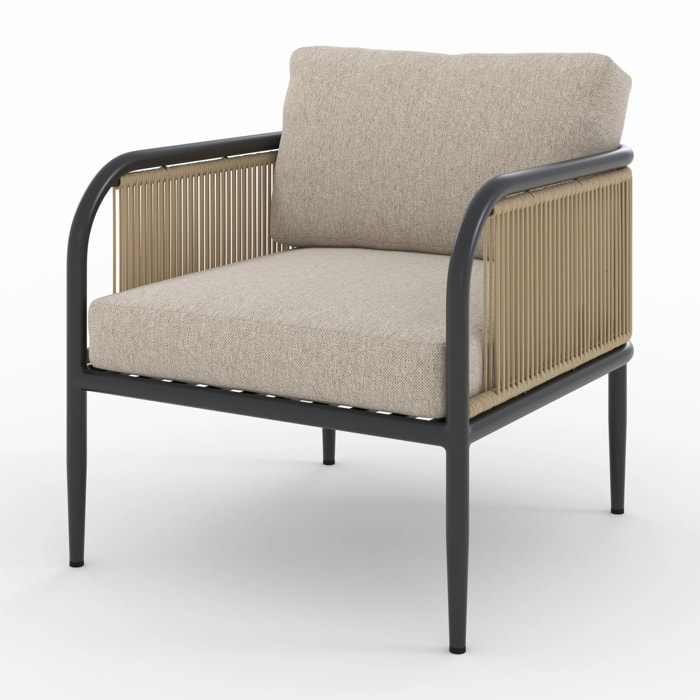 Fauteuil de jardin en acier et tissu beige - Wilo