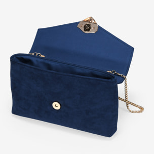 Bolso de mano azul marino con broche dorado