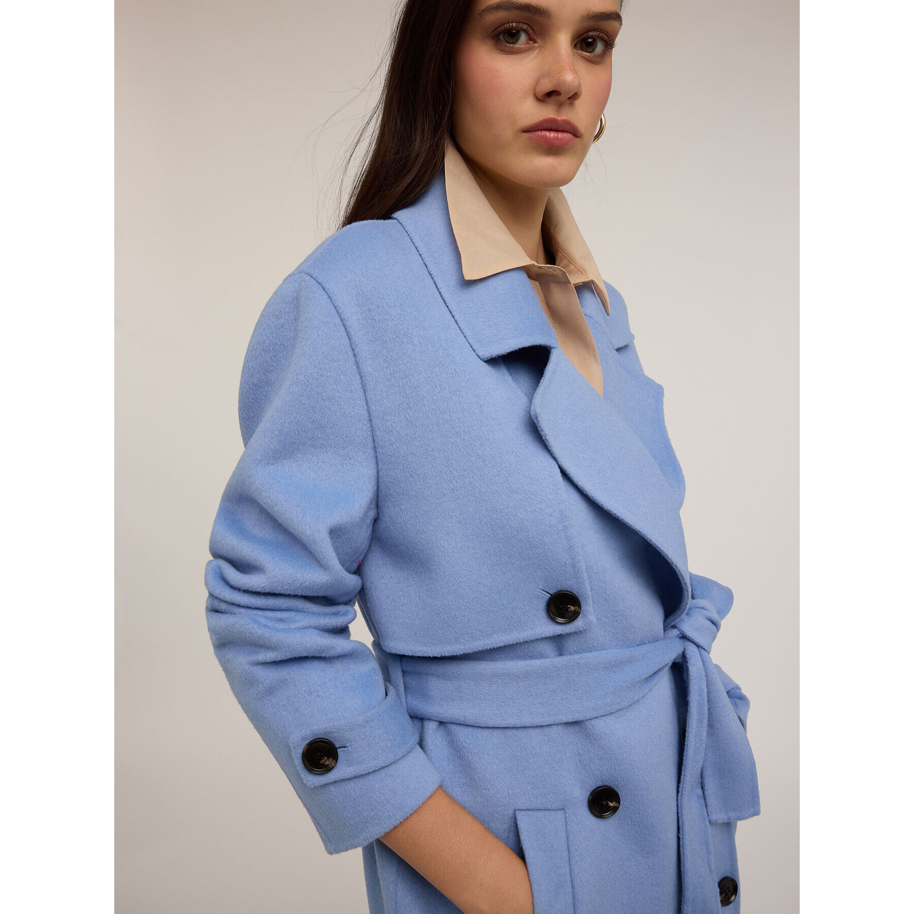 Motivi - Trench in panno misto lana - Azzurro