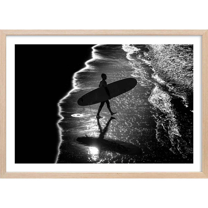 Poster surf contraste Affiche + cadre en bois - Chêne