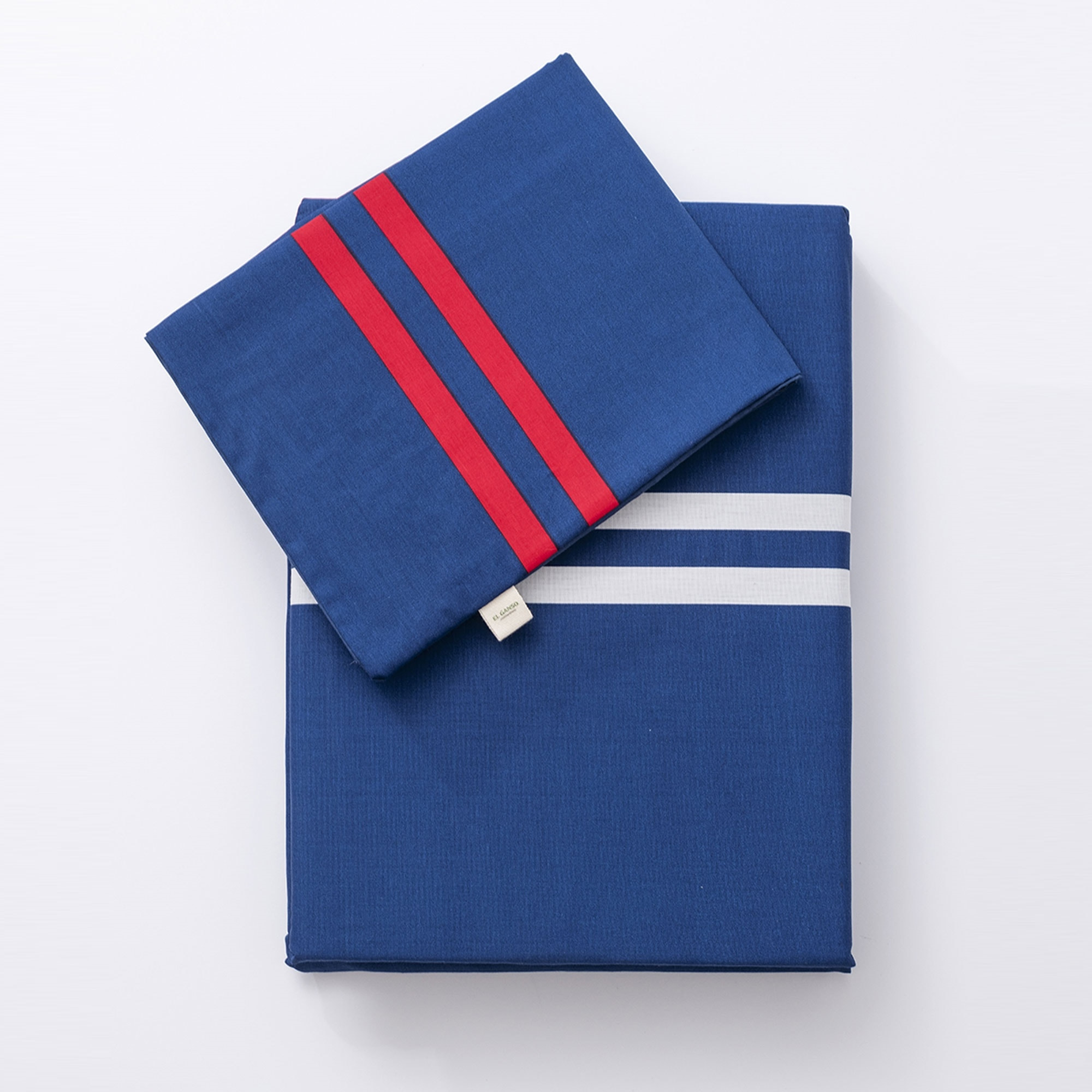 Juego de 3pzs color azul marino (funda nórdica individual 155x200+30cm + sábana bajera 90x200+30cm + funda cojín 45x115cm) 100% algodón 180tc el ganso