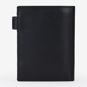 Cartera piel negra con portamonedas