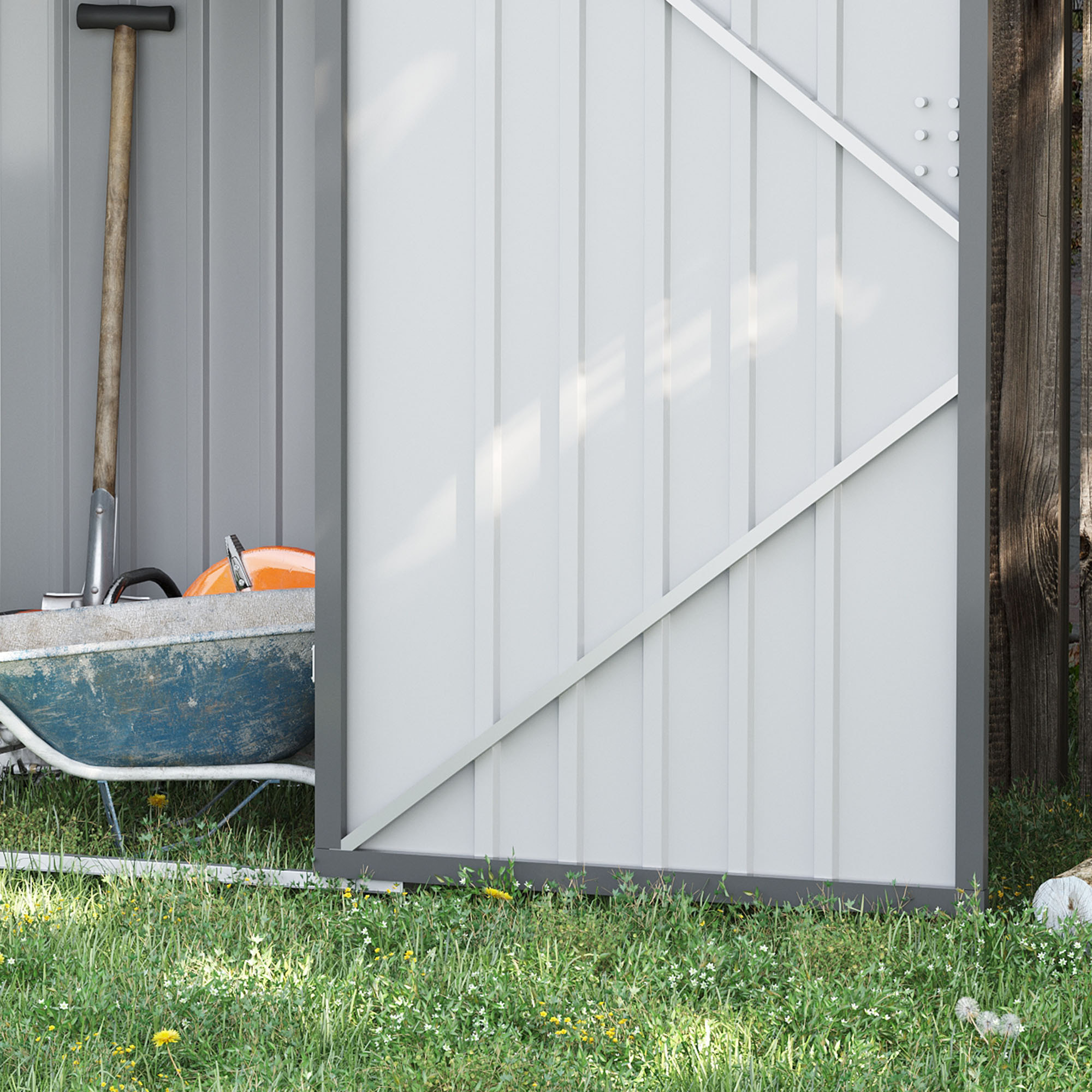 Abri de jardin - remise pour outils - cabanon porte verrouillable - dim. 1L x 1,03l x 1,6H m - tôle d'acier ondulée gris