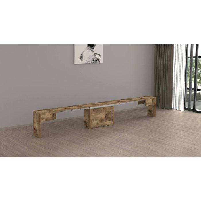 Panca Yutu, Seduta per tavolo da pranzo, Panca singola allungabile, 290x25h45 cm, Acero