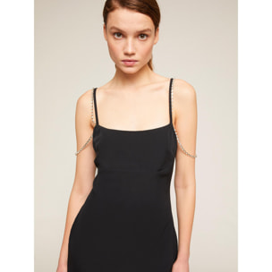 Motivi - Mini dress con spalline a catena di strass - Nero