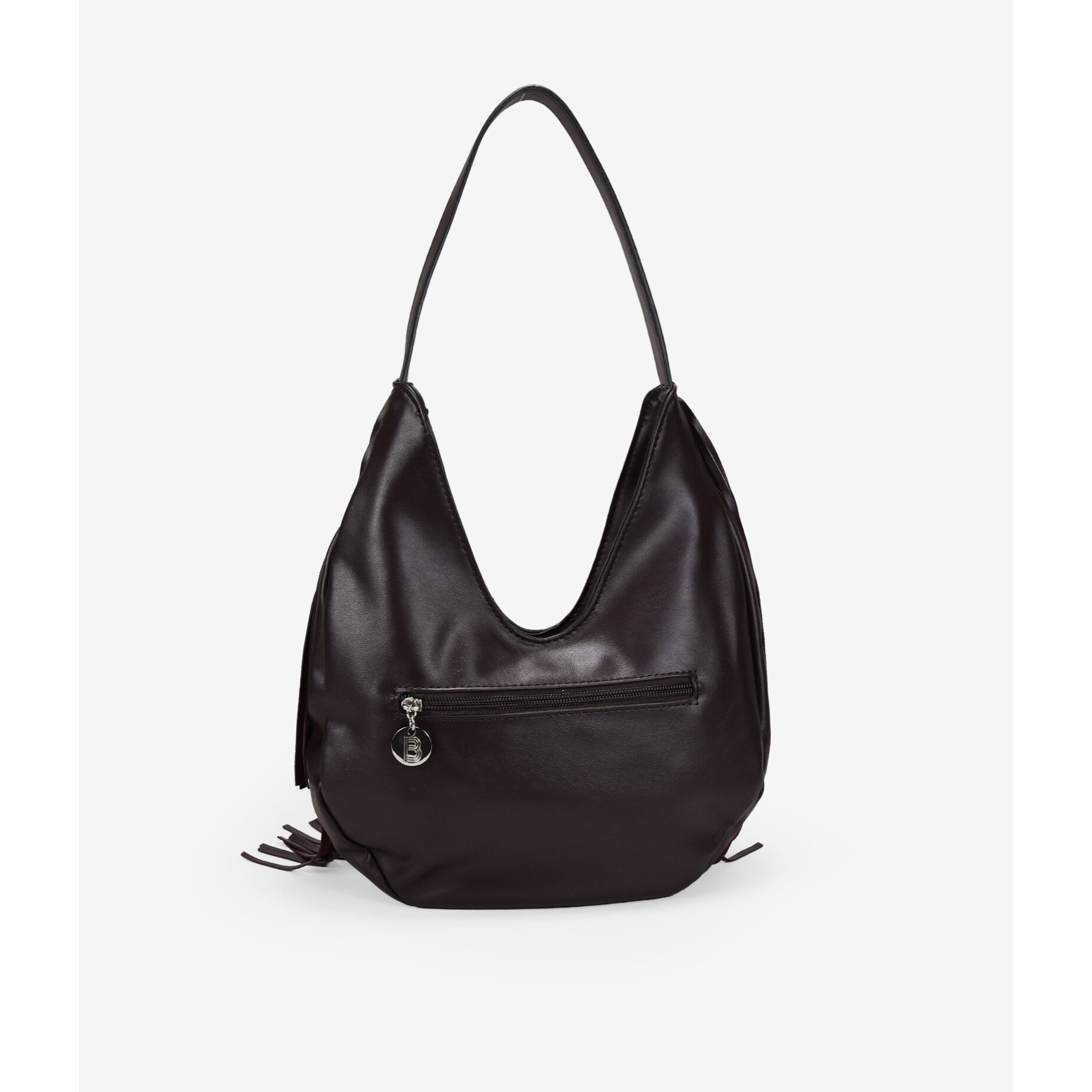 Bolso de hombro burdeos con flecos