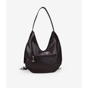 Bolso de hombro burdeos con flecos