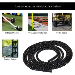 Cuerda de Batalla Ø38 mm Longitud 9 m Battle Rope Formación Battling Power Cuerda Ejercicio Fitness Deporte Poliéster Ultra Resistente Negro