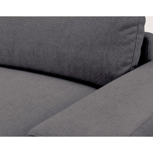 Tama - Canapé d'angle droit 4 places convertible avec coffre en tissu - Gris