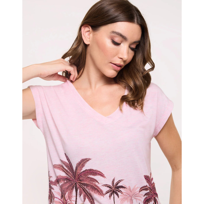 Camiseta Paisaje Palmeras Rosa - Mausi
