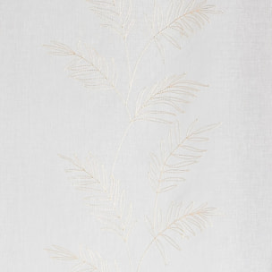 Paire voilages avec motif feuilles brodées - Blanc cassé