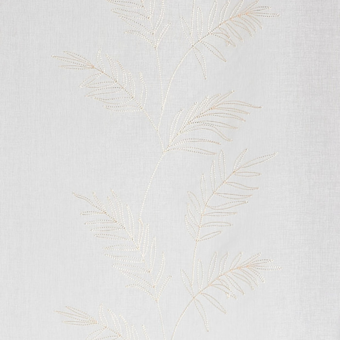 Paire voilages avec motif feuilles brodées - Blanc cassé