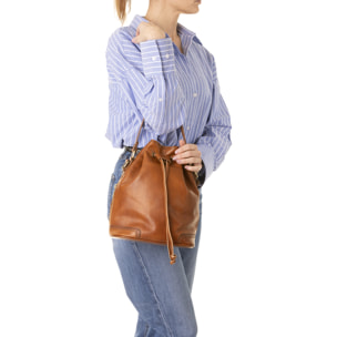 Borsa a secchiello  unisex In Vera pelle Made in Italy 24x30x16 cm