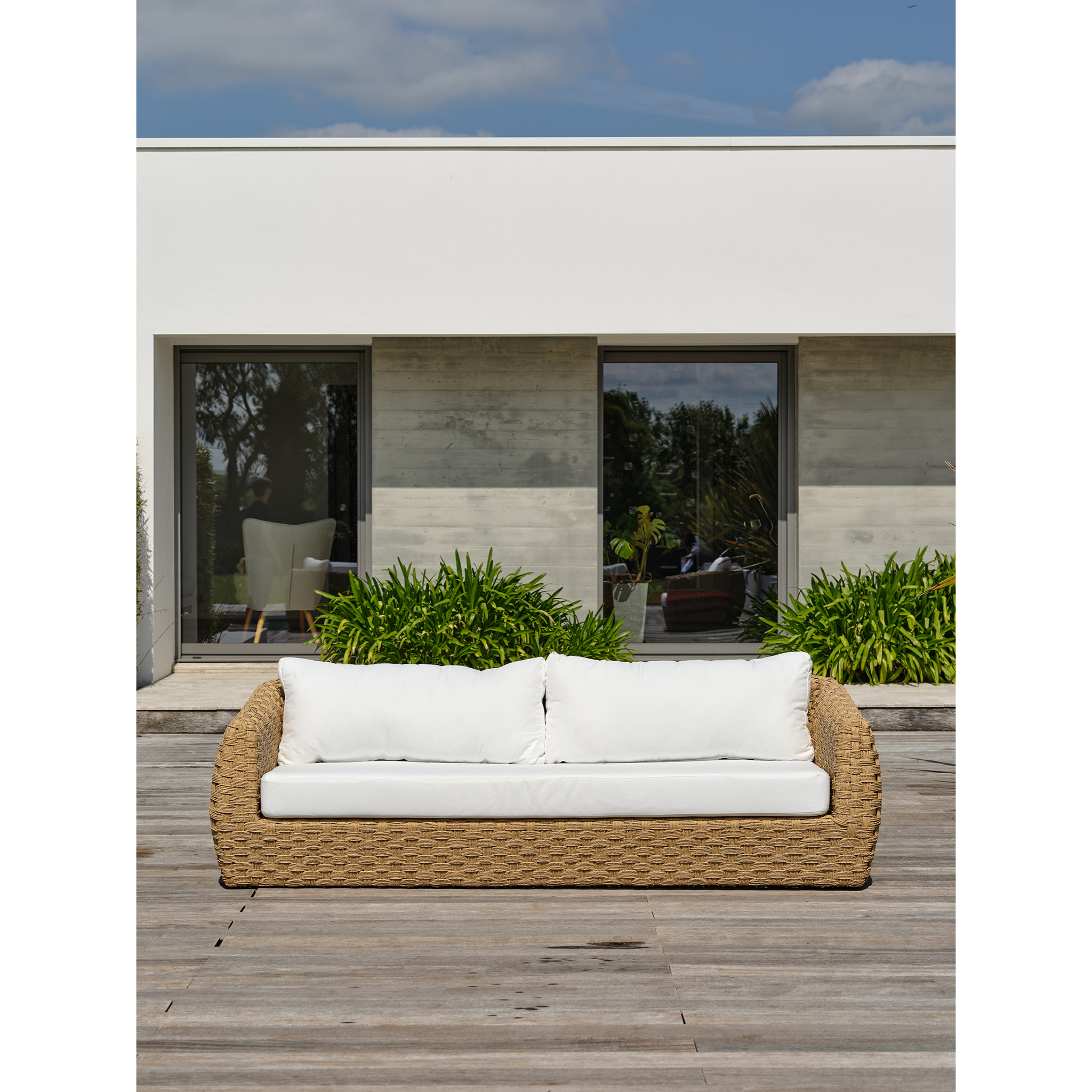 RAMATUELLE - Salon bas de jardin 5 places en aluminium et résine tressée