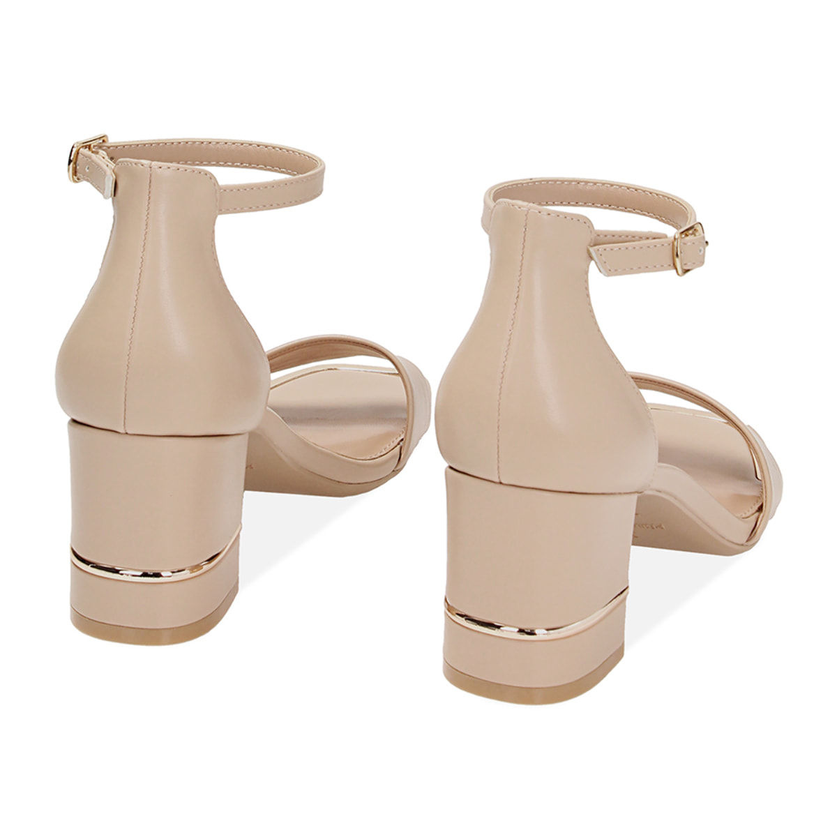 Sandali beige, tacco largo 7 cm