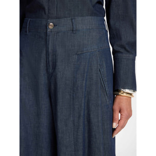 Elena Mirò - Jeans wide leg en Chambray - Azul