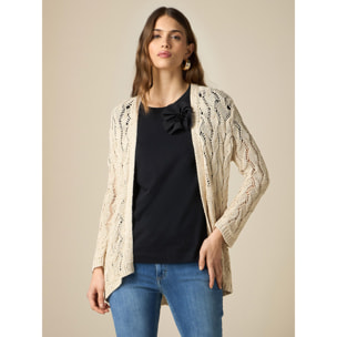 Oltre - Cardigan traforato con micro paillettes - Beige