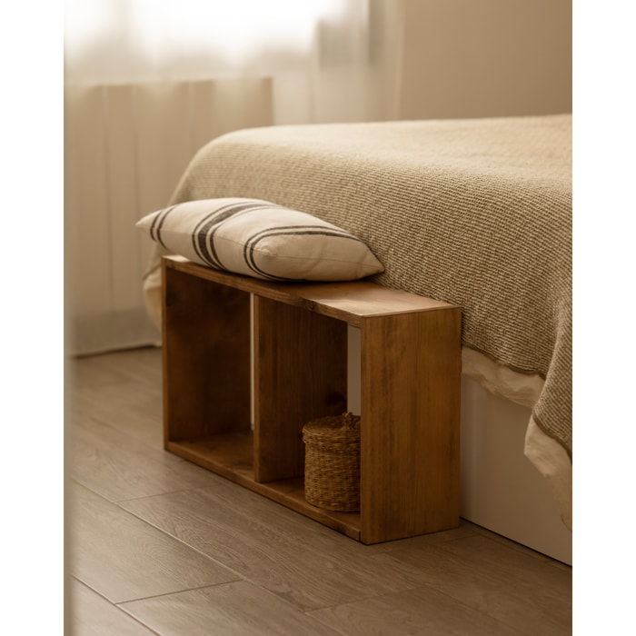 Estanteria de madera maciza en tono roble oscuro con 1 estante Alto: 74 Largo: 40 Ancho: 20