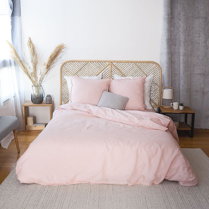 Parure Housse De Couette 3pcs 100% Lin/coton 57 Fils Lin MÉtis Uni