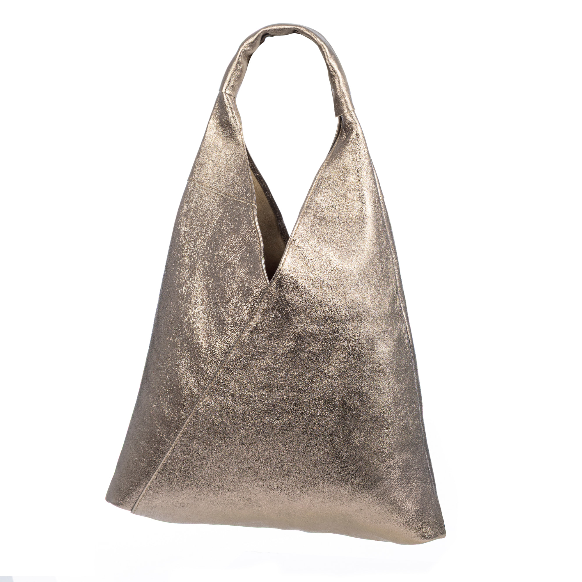 Agnana bolso Shopper mujer. Piel auténtica gamuza lacada brillante.