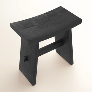 Tabouret en bois de teck recyclé peint en noir - Eka