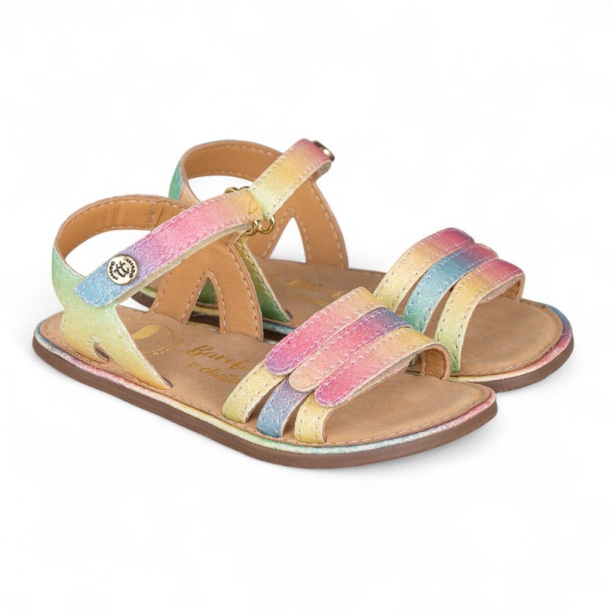 SANDALIA BAREFOOT PIEL CHETTO TIRAS METALIZADAS ARCOÍRIS