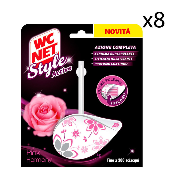 8x WC Net Style Active Profumo Pink Harmony - 8 Confezioni da 1 Tavoletta