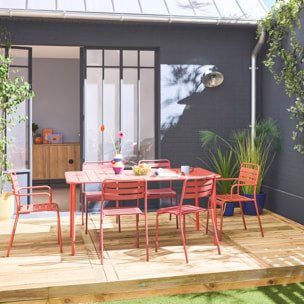 Table de jardin métal + 6 assises AMÉLIA