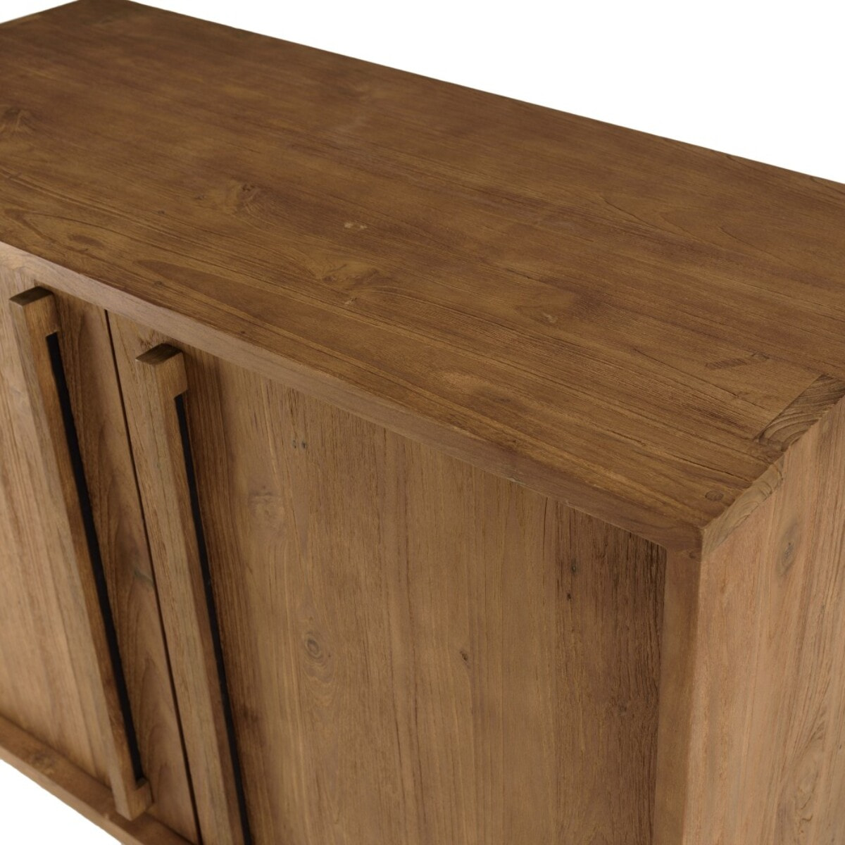SIXTINE - Buffet 2 portes en bois de teck recyclé pieds en métal noir