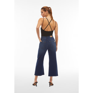 Jeans culotte lunghezza cropped lavaggio effetto used