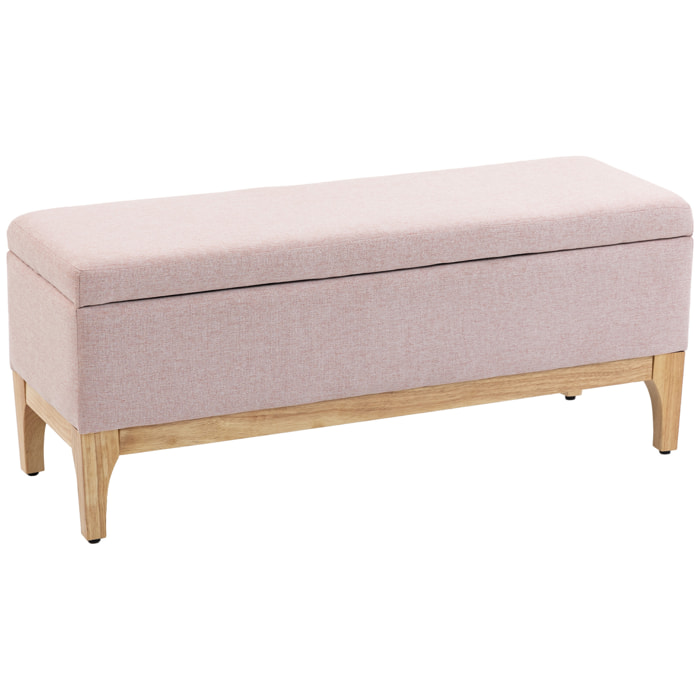 Banquette coffre de rangement 2 en 1 style scandinave dim. 110L x 39l x 45H cm tissu rose