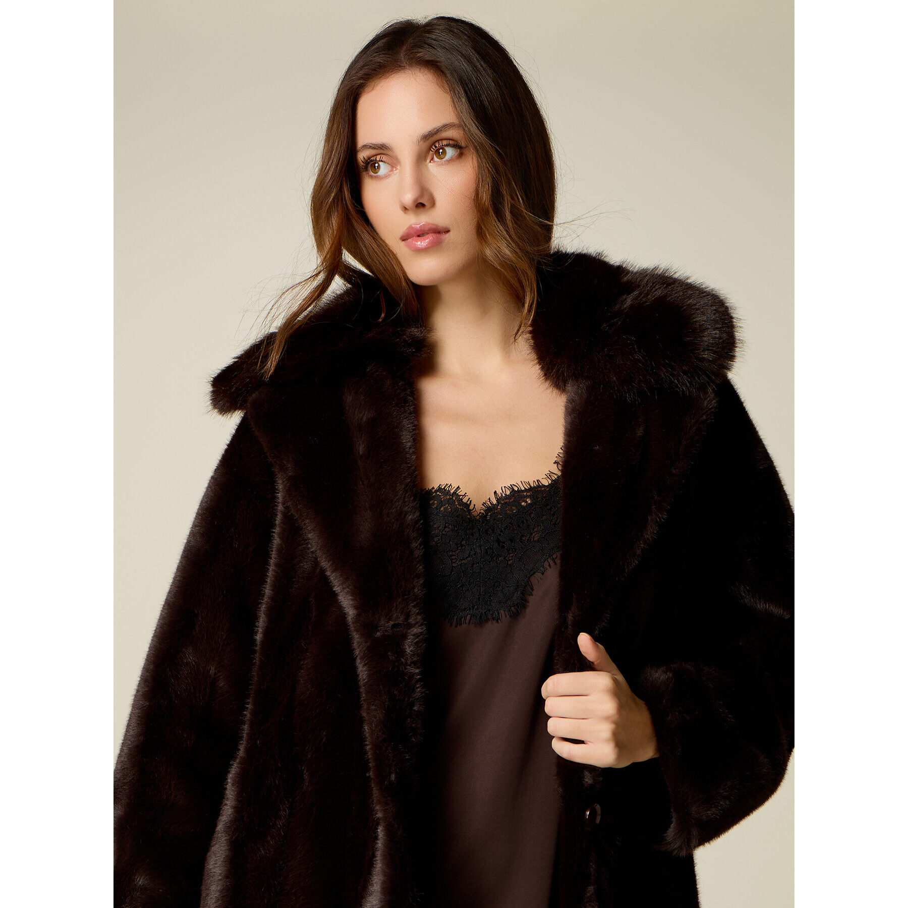 Oltre - Cappotto in tessuto peluche - Marrone