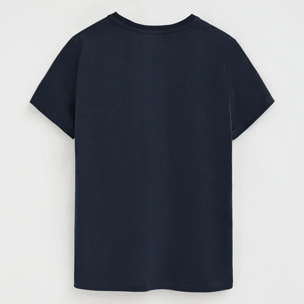 Camiseta azul marino de manga corta y cuello pico con bordado Rigby Go