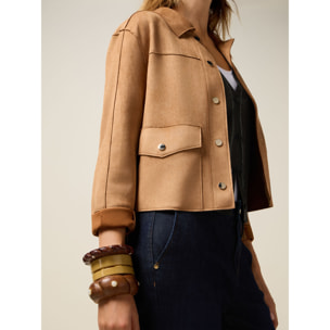 Oltre - Chaqueta corta de tejido suave - Marrón