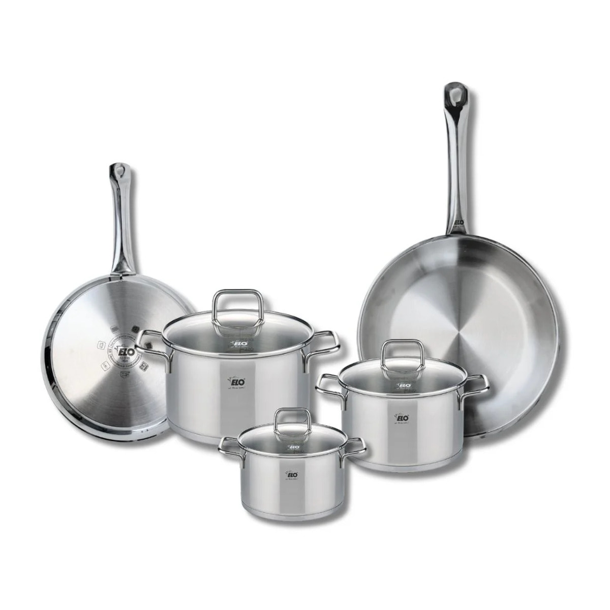 Ensemble de 2 Poêles de cuisson 24 et 28 cm et 3 faitouts 14, 16 et 20 cm Elo Profi Citrin