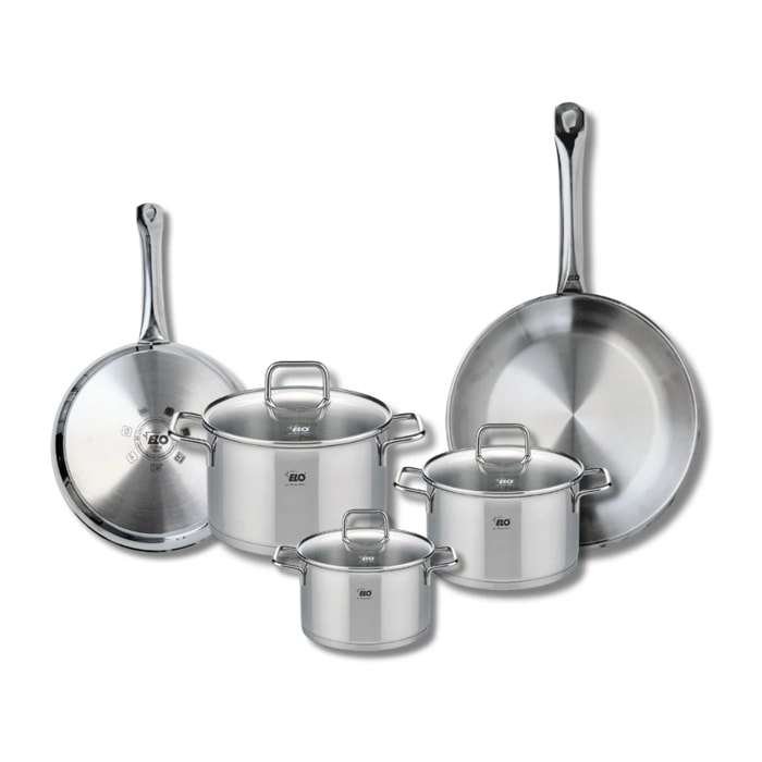 Ensemble de 2 Poêles de cuisson 24 et 28 cm et 3 faitouts 14, 16 et 20 cm Elo Profi Citrin
