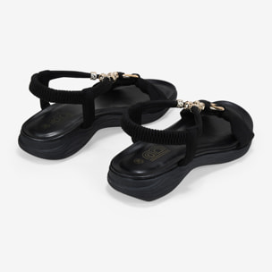 Sandalias elásticas negras con apliques metálicos