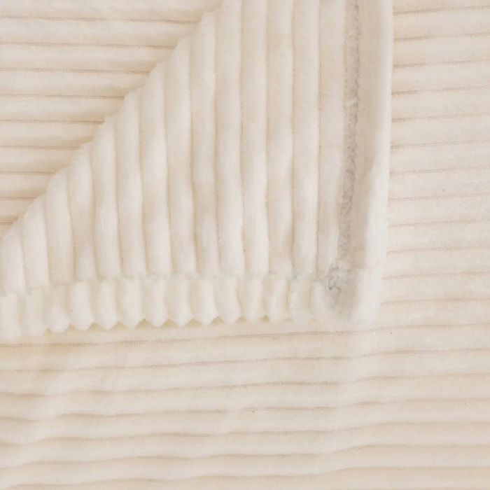 Plaid flanelle côtelé Arum ivoire 240x220cm