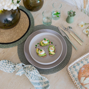 Lot de 6 assiettes creuses gris en grès 20,5cm ARITA