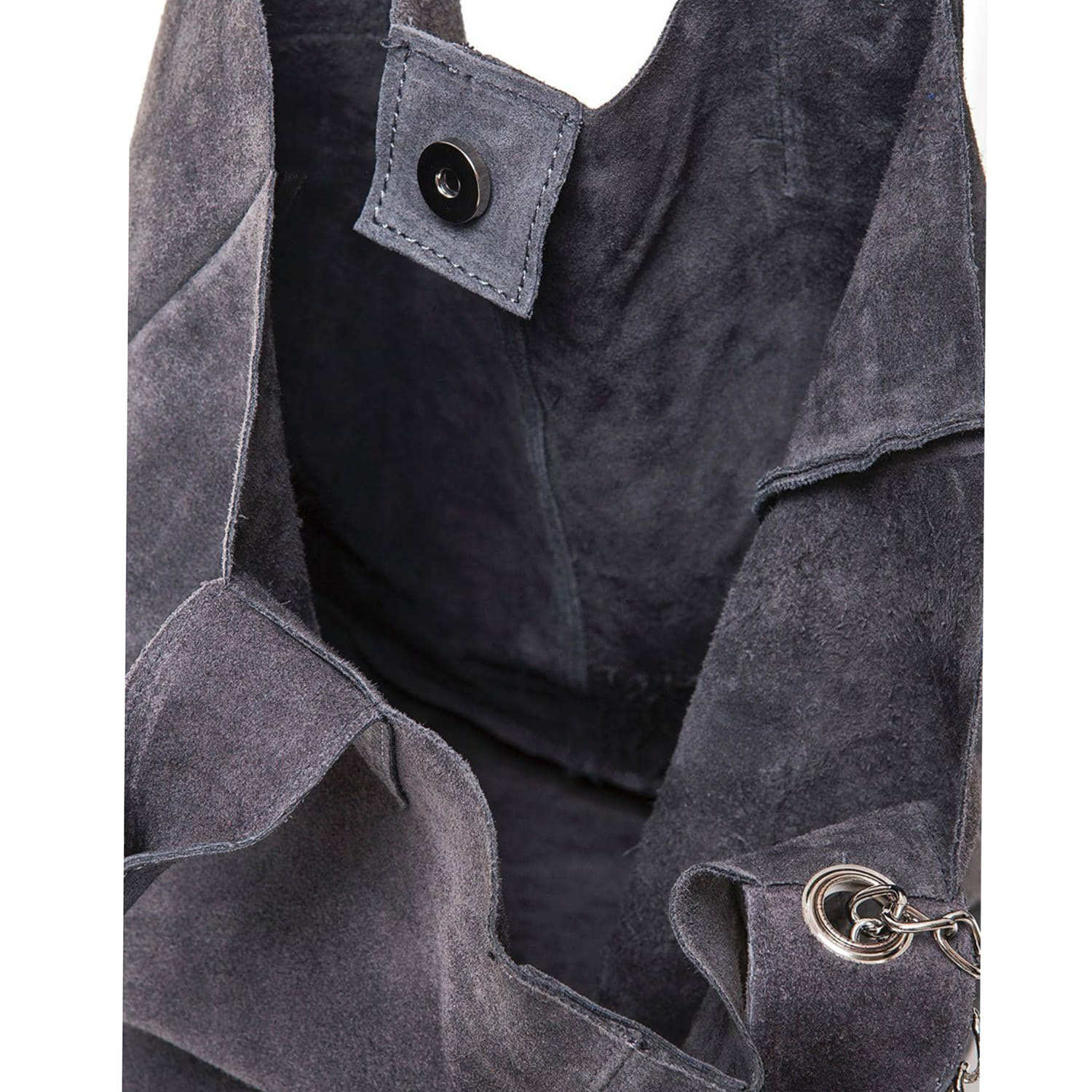 Borsa Donna in vera pelle Made in Italy colore Grigio dimensioni cm 40x35x15