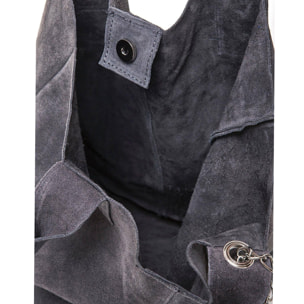 Borsa Donna in vera pelle Made in Italy colore Grigio dimensioni cm 40x35x15