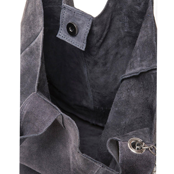 Borsa Donna in vera pelle Made in Italy colore Grigio dimensioni cm 40x35x15