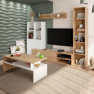 Mesa de centro Lyra Blanco Artik (Blanco Mate) - Roble Nodi