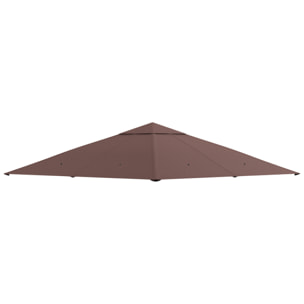 Outsunny Techo de Repuesto para Cenador, 3x3 m, Cubierta de Repuesto con 8 Orificios de Drenaje, Ventilación y Protección UV, SOLO Toldo de Recambio para Pabellón Gazebo, Café