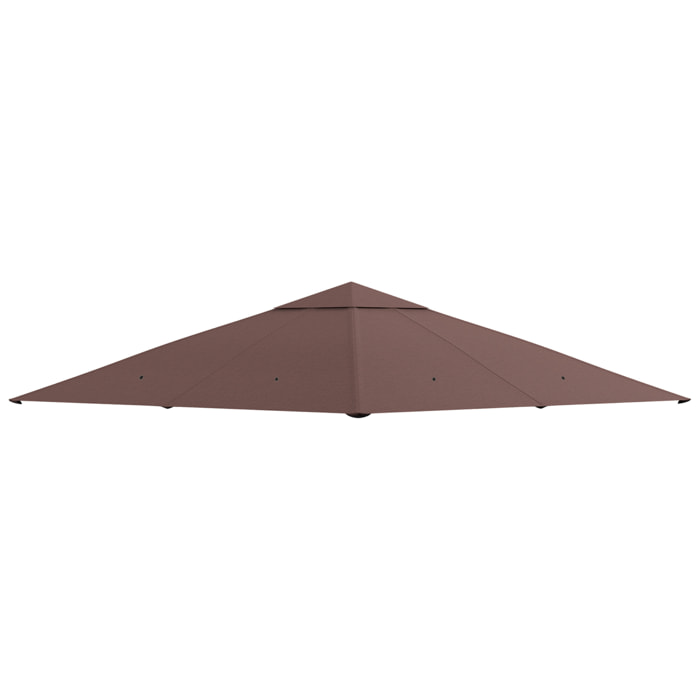 Outsunny Techo de Repuesto para Cenador, 3x3 m, Cubierta de Repuesto con 8 Orificios de Drenaje, Ventilación y Protección UV, SOLO Toldo de Recambio para Pabellón Gazebo, Café