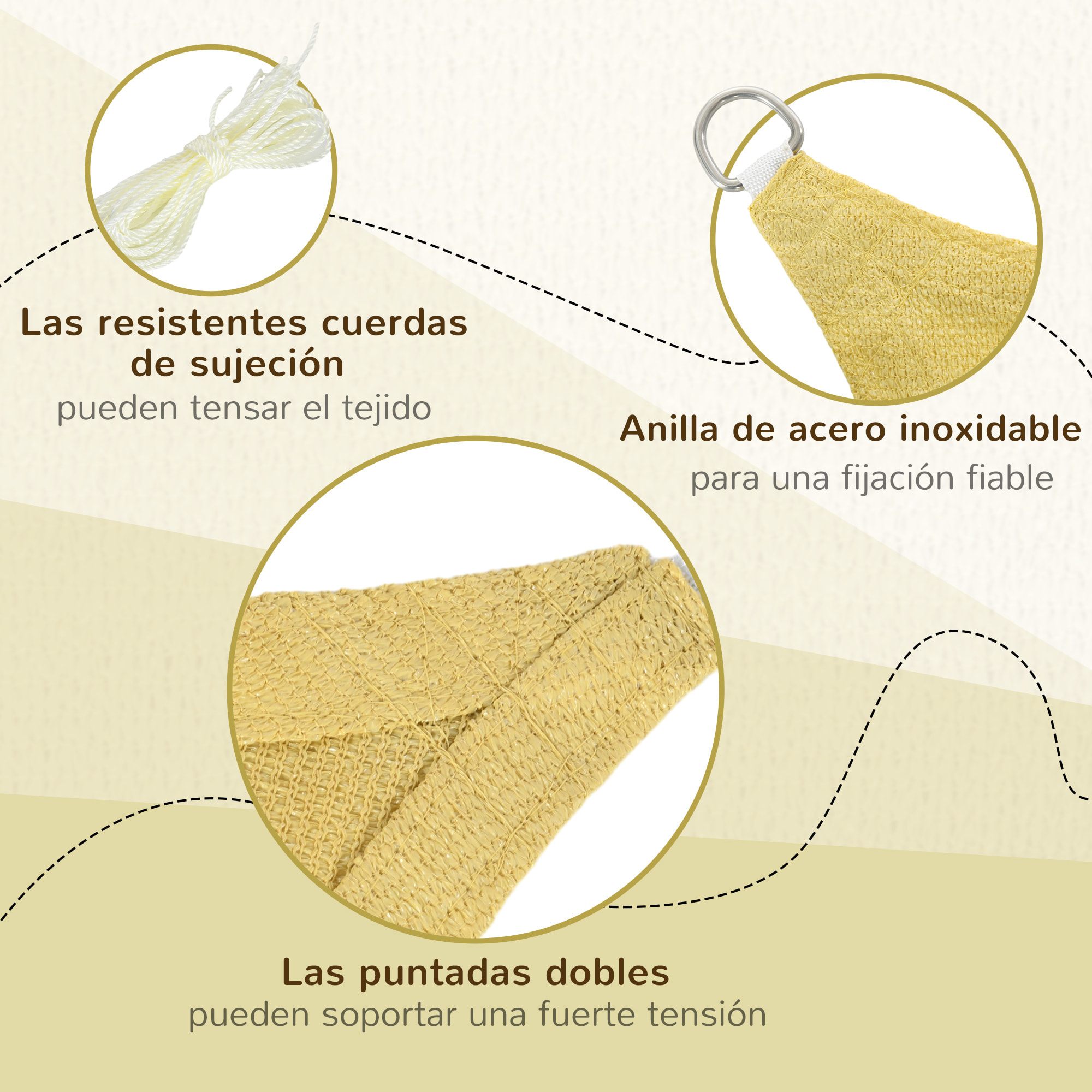 Toldo Vela de Sombra Rectangular 6x4 m Toldo de Terraza Protección Rayos UV para Exterior Patio Jardín Beige