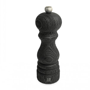 Moulin à poivre manuel en bois upcyclé et son poivre Fair Trade, noir, 18 cm - 7in Paris Nature Black