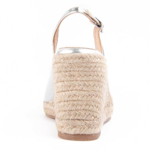 Alpargata De Cuña - Plateado - Altura: 8 Cm