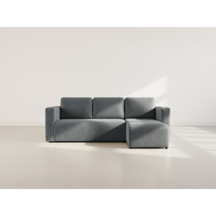 Canopy - canapé d'angle réversible 4 places convertible avec coffre en velours côtelé - Gris foncé