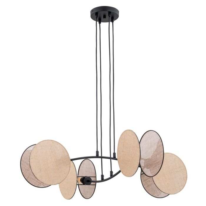 Lampada a sospensione MOTIF in acciaio nero e tessuto beige